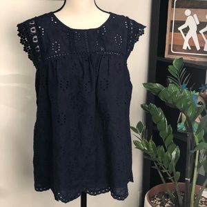 Knox Rose Eyelet Tank Top - Navy - Small